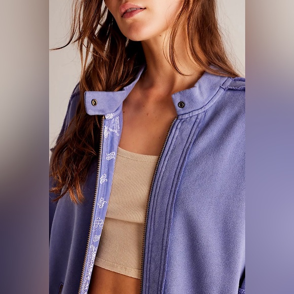 NEW Free People Lou Moto Zip Jacket In Prep Peri - Picture 3 of 14